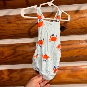 Angel Dear Blue and Orange Crab Print‎ Sunsuit